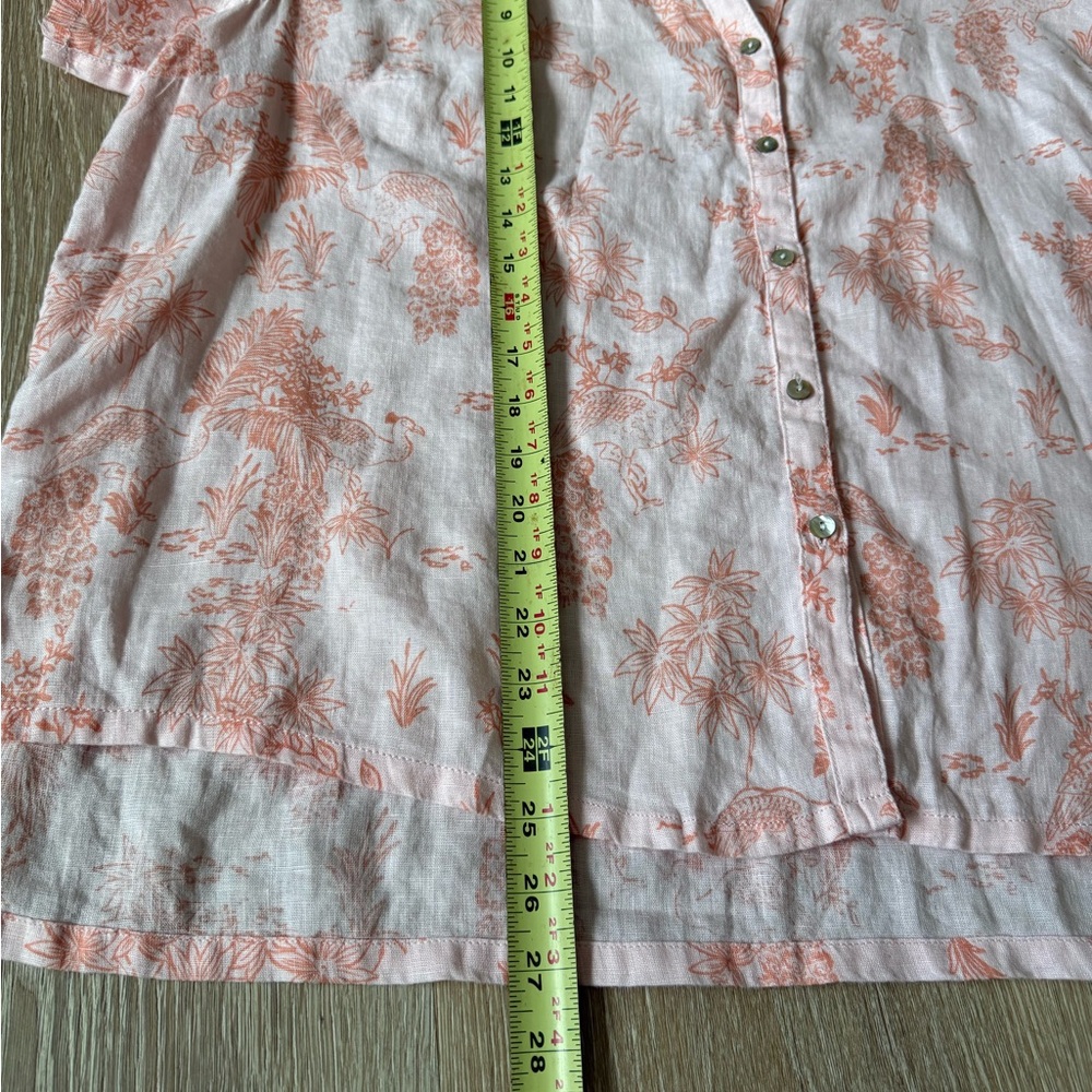 Cynthia Rowley Women’s 100% Linen Blouse Pink Floral Lightweight Button-Up Top - Picture 5 of 5